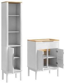 vidaXL Σετ Επίπλων Μπάνιου FLORO 2 pcs Λευκό Στερεό ξύλο πεύκου