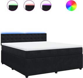 vidaXL Κρεβάτι Boxspring με Στρώμα Μαύρο 180x200 εκ. Βελούδινο