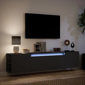 vidaXL Έπιπλο Τοίχου Τηλεόρασης με LED Μαύρο 180x31x39,5 εκ.