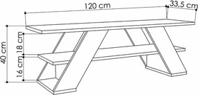 Έπιπλο τηλεόρασης Farfalla λευκό αντικέ 120x33x40εκ