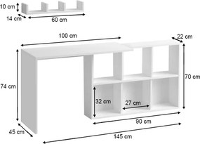 Γραφείο εργασίας Blake Megapap χρώμα λευκό 145x45x74εκ.