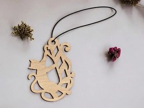 Σετ των 3 Intra απο ξύλο plywood 3mm-4mm πάχος – Στολίδι γάτα με ζαχαροκάλαμο 10x10 cm INTRAVECTRY-MY545066