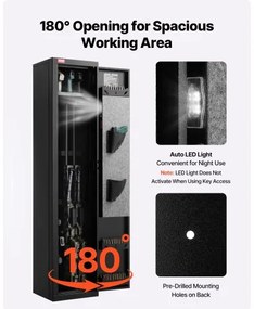 VEVOR Gun Safe, Heavy Duty Cold-Rolled Steel Fireproof Rifle Cabinet with Fingerprint, Digital Keypad &amp; Key, Large Long Gun Cabinet with Magazine and LED, Adjustable Racks for Rifles, Pistols, Shotgun