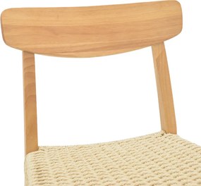 Καρέκλα Eaprine pakoworld φυσικό σχοινί-rubberwood 49x53x77εκ