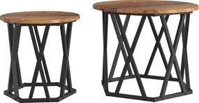 vidaXL Τραπεζάκι Πλευράς 2 pcs ανακυκλωμένο ξύλο