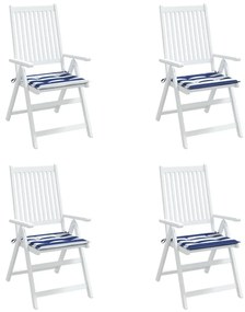 Μαξιλάρια Καρέκλας 4 τεμ. Μπλε/Λευκό Ριγέ 50x50x3 εκ Υφασμάτινα - Πολύχρωμο