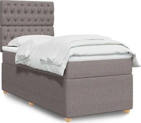 vidaXL Κρεβάτι Boxspring με Στρώμα Taupe 100 x 200 εκ. Υφασμάτινο
