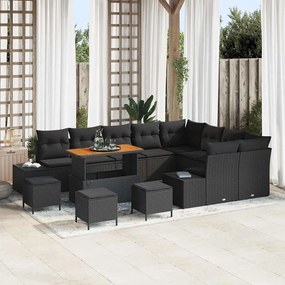 vidaXL Σετ Καναπέ Κήπου με αποθήκευση 13 pcs Μαύρο Πολυ ράταν