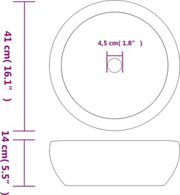 vidaXL Νιπτήρας Λευκός και Μπλε Φ41x14 εκ. Κεραμικός
