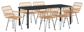 vidaXL Σέτ Κατά Dining  7 Τεμαχίων Καφέ Πολυ Ρατάν