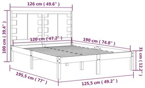 ΠΛΑΙΣΙΟ ΚΡΕΒΑΤΙΟΥ ΛΕΥΚΟ 120X190 ΕΚ. ΜΑΣΙΦ ΞΥΛΟ 4FT SMALL DOUBLE 3104189