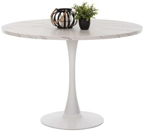 Τραπέζι Τραπεζαρίας Στρογγυλό HM9422.01 Φ120x74cm Marble White Melamine, Metal