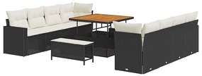 vidaXL Σετ Καναπέ Κήπου 11 pcs Μαύρο και κρεμ 100 x 100 x 71 cm