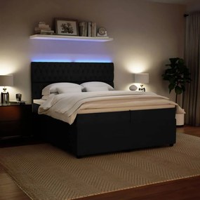 vidaXL Κρεβάτι Boxspring με Στρώμα Μαύρο 200x200 εκ. Βελούδινο