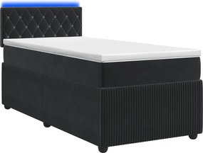 vidaXL Κρεβάτι box spring με στρώμα Μαύρο 80 x 200 cm Βελούδο