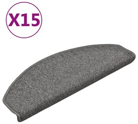 vidaXL Πατάκια Σκαλοπατιών 15 τεμ. Σκούρο Γκρι Ημίστρογγυλά Μεγάλα 65x24x4 εκ.