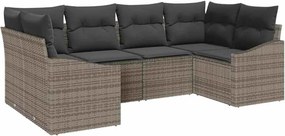 vidaXL Σετ Καναπέ με μαξιλάρι 6 pcs Γκρι συνθετικό ρατάν