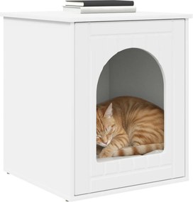 vidaXL Σπίτι Γάτας Λευκό 53 x 52 x 62 εκ Επεξεργασμένο ξύλο