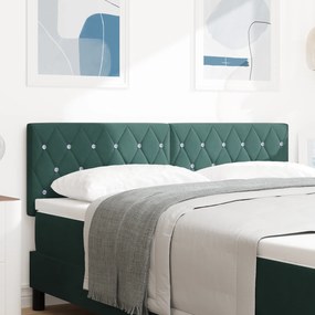 vidaXL LED Κεφαλάρι με Κρύσταλλους και Βελούδο Σκούρο Πράσινο 80 εκ.