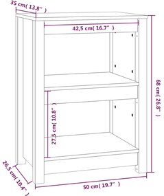 Βιβλιοθήκη Γκρι 50x35x68 εκ. από Μασίφ Ξύλο Πεύκου - Γκρι