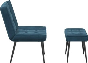 vidaXL Πολυθρόνα Relax Μπλε Βελούδινη με Σκαμπό