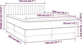 vidaXL Κρεβάτι Boxspring με Στρώμα Κρεμ 140x200 εκ. Υφασμάτινο