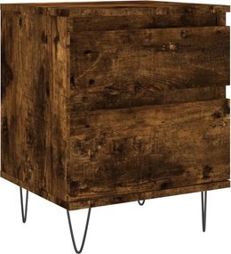 vidaXL Κομοδίνα 2 τεμ. Καπνιστή Δρυς 40 x 35 x 50 εκ. Επεξεργ. Ξύλο