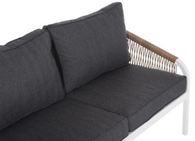 Σετ Κήπου Σαλόνι MAERLY 4 τεμ Λευκό Αλουμίνιου με Συνθετικό Σχοινί &amp; Μαξιλάρια Ανθρακί