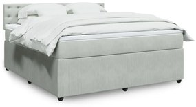 vidaXL Κρεβάτι Boxspring με Στρώμα Ανοιχτό Γκρι 180x200 εκ. Βελούδινο