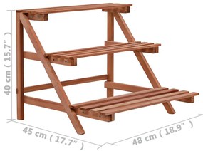 vidaXL Ραφιέρα Φυτών Τριώροφη 48 x 45 x 40 εκ. από Ξύλο Κέδρου