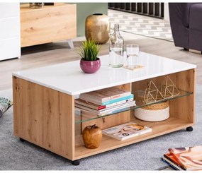 Τραπεζάκι Σαλονιού Bert Artisan Oak - Λευκή Λάκα 101x60x45 εκ. 101x60x45 εκ.