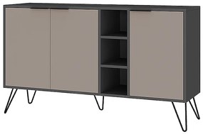 Μπουφές Clara Megapap χρώμα ανθρακί - ανοιχτή μόκα 142x35,6x83εκ.