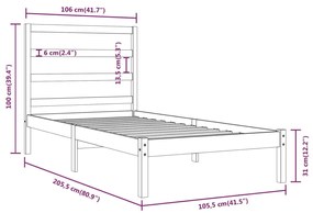 vidaXL Σκελετός Κρεβατιού Χωρίς Στρώμα 100x200 εκ. Μασίφ Πεύκο