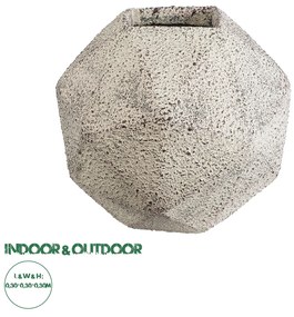 GloboStar® Artificial Garden BOROUGH 20782 Επιδαπέδιο Πολυεστερικό Τσιμεντένιο Κασπώ Γλάστρα - Flower Pot Λευκό με Μπεζ Μ30 x Π30 x Υ30cm