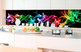 Αυτοκόλλητη φωτοταπετσαρία για κουζίνα χρωματιστή καπνό σε μαύρο φόντο
