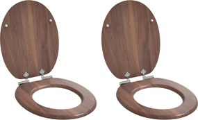 vidaXL Μαλακή κλειστή λεκάνη 2 pcs Καφέ 44 x 38 εκ. Πίνακας MDF
