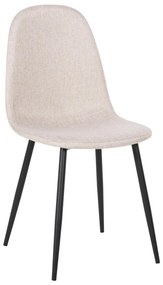 DINING CHAIR LEONARDO  DARK BEIGE FABRIC &amp; BLACK METAL LEGS 42x49,5x89Hcm.