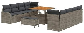 vidaXL Σετ Καναπέ Κήπου με μαξιλάρι 11 pcs Γκρι 100 x 100 x 71 cm