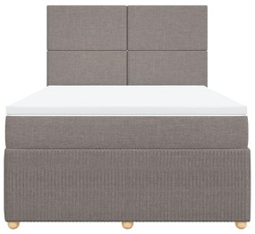 Κρεβάτι Boxspring με Στρώμα Taupe 160x200 εκ. Υφασμάτινο - Μπεζ-Γκρι