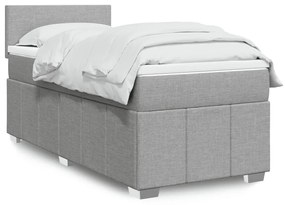 vidaXL Κρεβάτι Boxspring με Στρώμα Ανοιχτό Γκρι 100x200 εκ. Υφασμάτινο