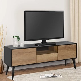 Έπιπλο τηλεόρασης Style Megapap χρώμα μαύρο - tori 160x41x58εκ.