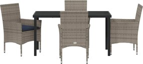 vidaXL Σετ τραπεζιού και καρέκλας 5 pcs Γκρι Ράτα PE