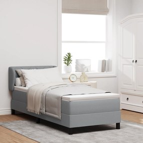 vidaXL Κρεβάτι Box Spring με Στρώμα  Γκρι ανοιχτό 80x200 εκ. Υφασμάτινο