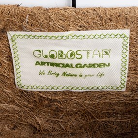 GloboStar® Artificial Garden KOUFONISIA 20562 Κρεμαστό Διακοσμητικό Κασπώ Γλάστρα - Flower Pot από Φλοιό Καρύδας Καφέ με Μαύρη Μεταλλική Βάση Φ30 x Υ33cm