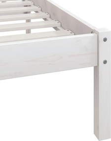 vidaXL Πλαίσιο Κρεβατιού Λευκό 75x190 εκ. Μασίφ Ξύλο Small Single