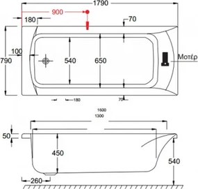 Carron Sigma Carronite 430C - Ακρυλική Μπανιέρα 180x80 εκ