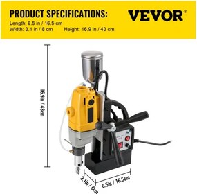 VEVOR MD40 1-1/2 in. Electric Magnetic Drill Press Drilling Machine with 11PC HSS Cutter Set Precise Annular Cutter Kit Compact Switchable Evolution 1100W Magnet Force
