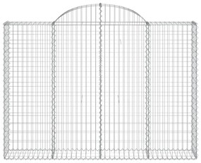 Συρματοκιβώτια Τοξωτά 8 τεμ. 200x30x140/160 εκ. Γαλβαν. Ατσάλι - Ασήμι