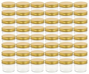 vidaXL Βάζα Μαρμελάδας 48 τεμ. 110 ml Γυάλινα με Χρυσά Καπάκια