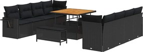vidaXL Σετ Καναπέ Κήπου με μαξιλάρι 11 pcs Μαύρο Πολυ ράταν
